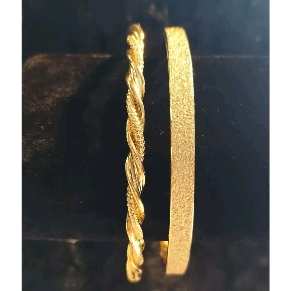 Monet Vintage Bracelet Bangles Rope & Glittery Gold Tone Metal Lot Of Two (2) - Picture 4 of 11